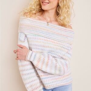 Francesca's Collections Pastel Striped Turtleneck Sweater